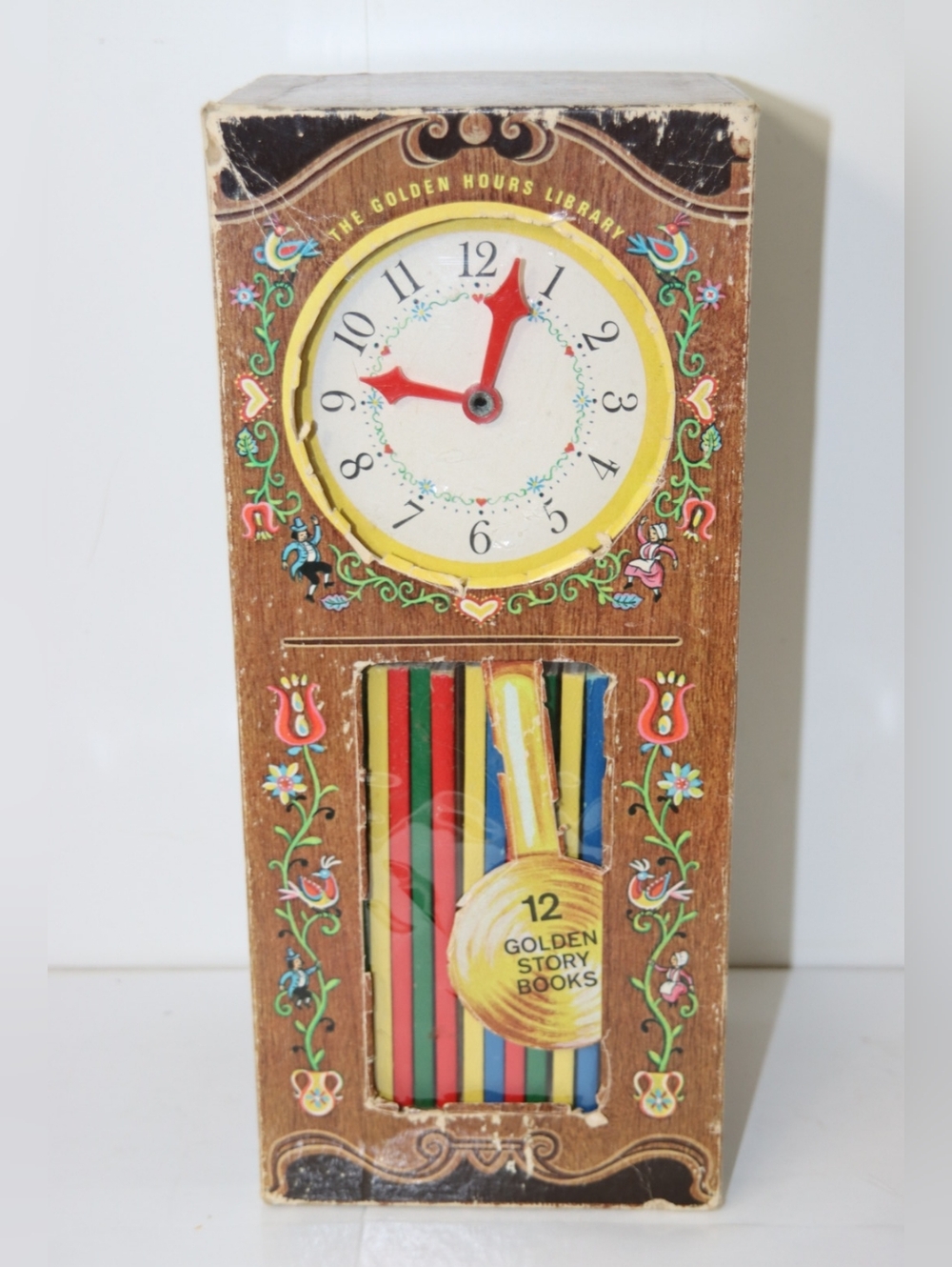 The Golden Hours Library Decorative Wall Clock Book Set - Brown